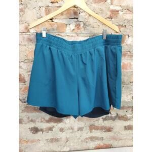 Jockey Womens Athletic Shorts Size 1X Blue Teal 2 in 1 Running Lined Pockets
